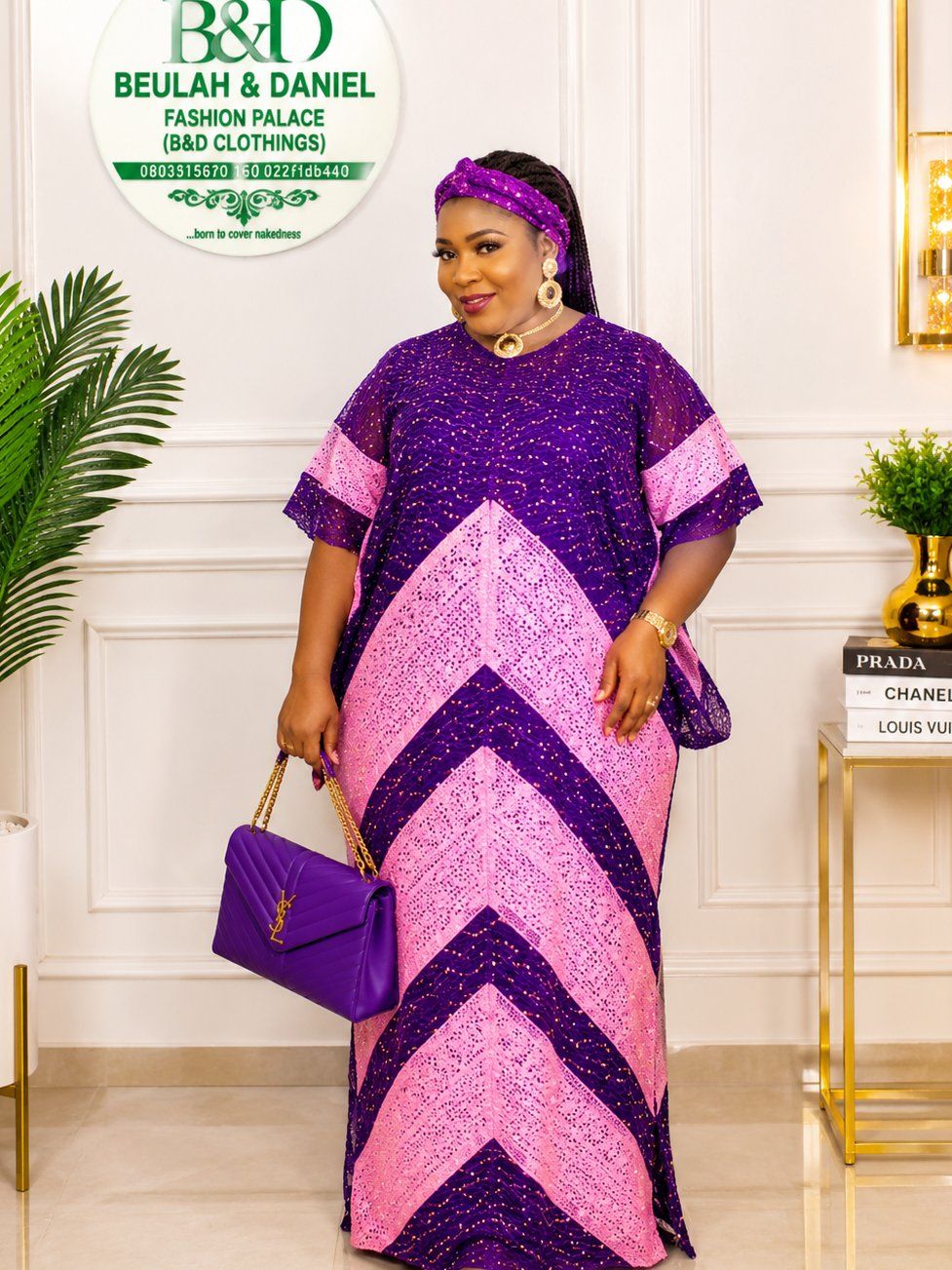 The Royal Chevron Bubu: Embellished Dry Lace Kaftan - Bubu